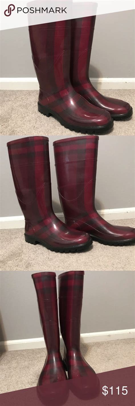 burgundy burberry rain boots|Burberry rain boots outlet.